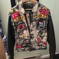 Vintage Leather/denim Jacket 