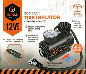 NEW! Compact Portable 12V Tire Inflator! $15
