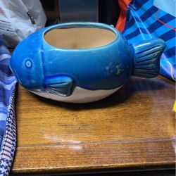 Pier One Ceramic Tropical Fish Planter Pot