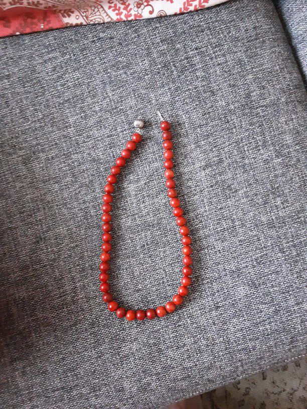 Chinese Red Wooden Beaded Choker