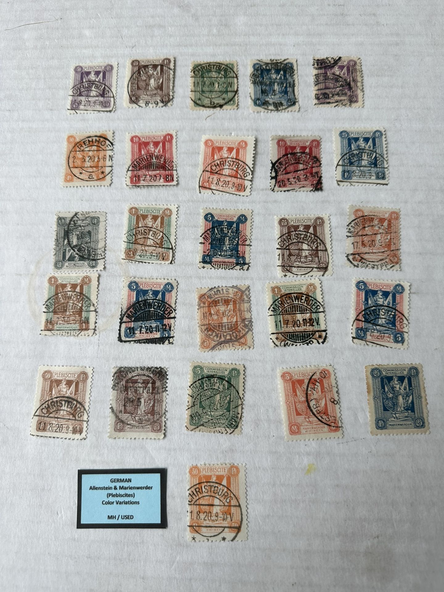 German Marienwerder Group Of 26 Stamps With Nice Cancellations Marks