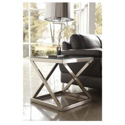Glass Silver Square Coffee Table & Side Table Set