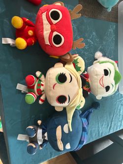 Christmas Funko Plushes (The Flash, Harley Quinn, Joker, Batman)