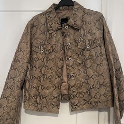Snake Print Leather Jacket 