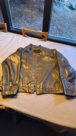 Black Leather Moto Jacket with Gold Hardware