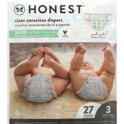 Honest Clean Conscious Diapers With Wetness Indicator Size 3. 27 count | Space Travel Print