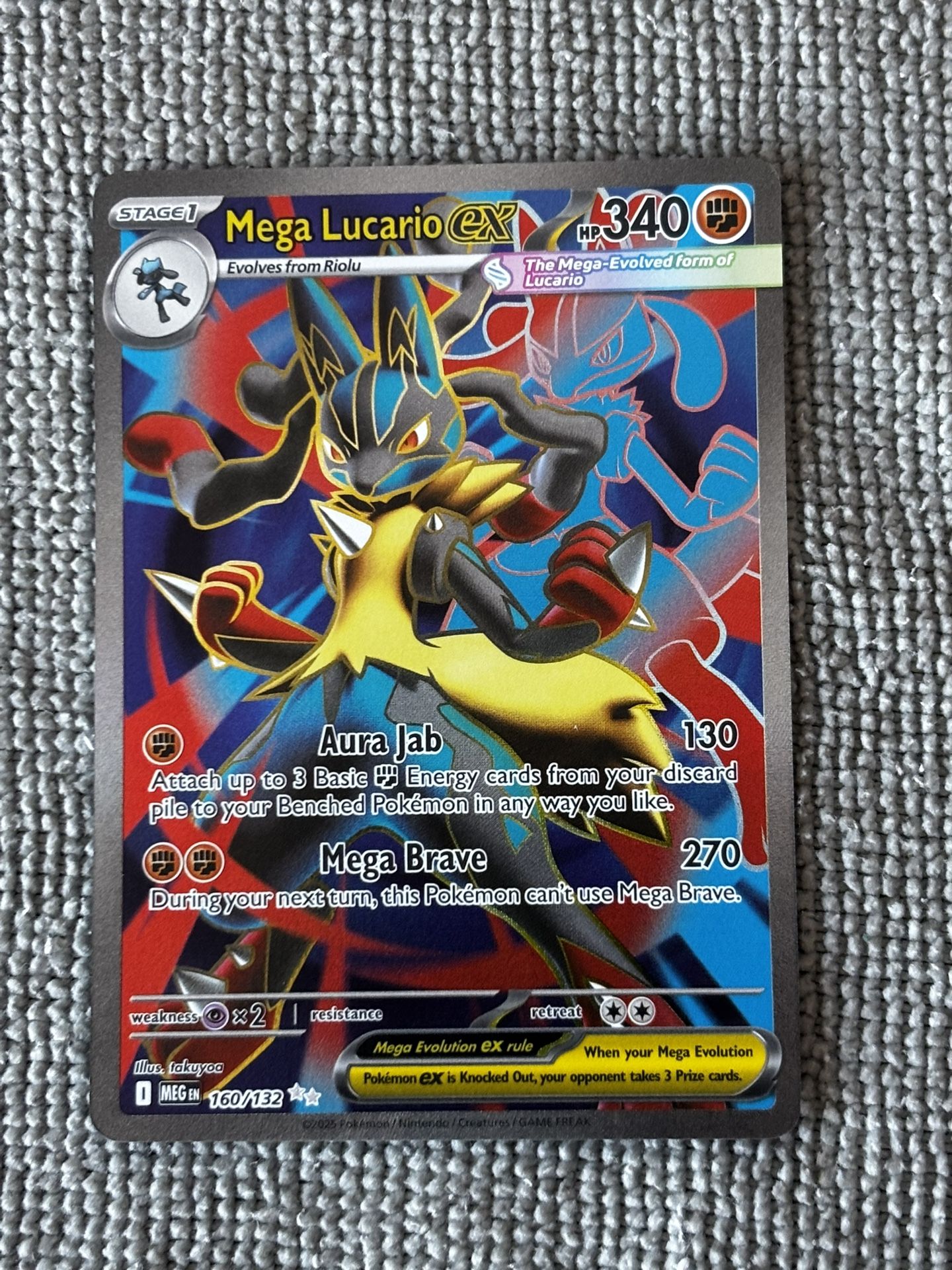 Mega Lucario Ex 160/132 Pokemon Mega Evolution Ultra Rare Full Art NM
