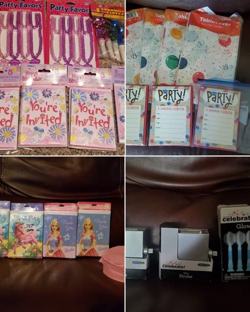 Party Invitations, Favors And Tablecloths
