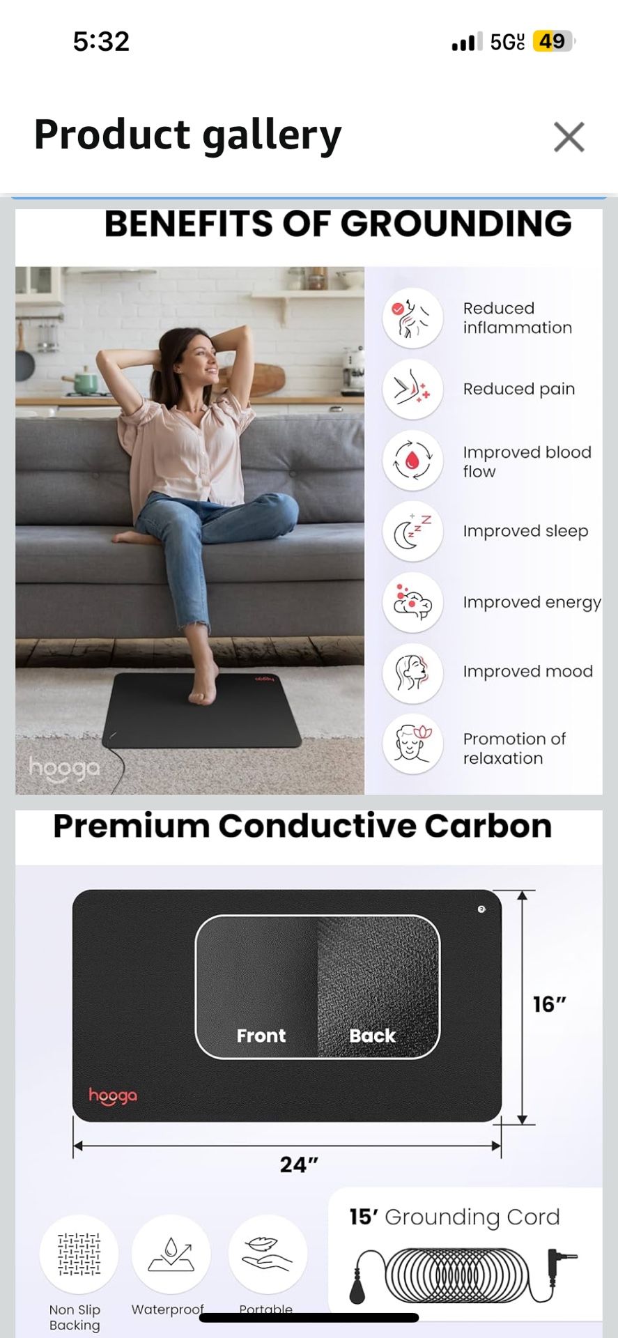 Grounding Mat for Sleep, Energy, Pain Relief, Inflammation