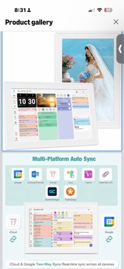 10.1 Inch Digital Calendar with Touch Screen, Wall Mountable, Multi-Platform Calendar Sync to Smart Electronic Chore Planner, Gifts for Mom.