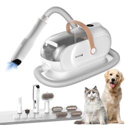 Pet Grooming Kit,3L Dog Hair Vacuum Suction 99% Pet Hair,7 Pet Grooming Tools,4 Limit Combs, Storage Bag,Quiet Pet Vacuum Groomer with Nail Grinder