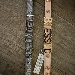  Chunky Metal Letters On Leather Bracelet BCBG Generation