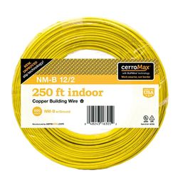 ► 250 ft 12/2 Yellow Solid CerroMax SLiPWire Copper NM-B Wire Cerrowire Romex