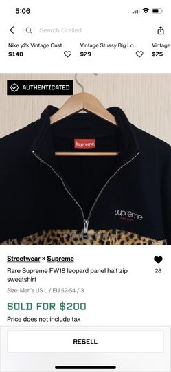 Rare Supreme FW18 Leopard Panel Half Zip Sweatshirt for Sale in