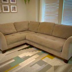 Beige Modern Suede Sectional Sofa