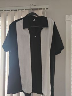 Brand New Mens Size XL: Black and White Retro Bowling Shirt $5