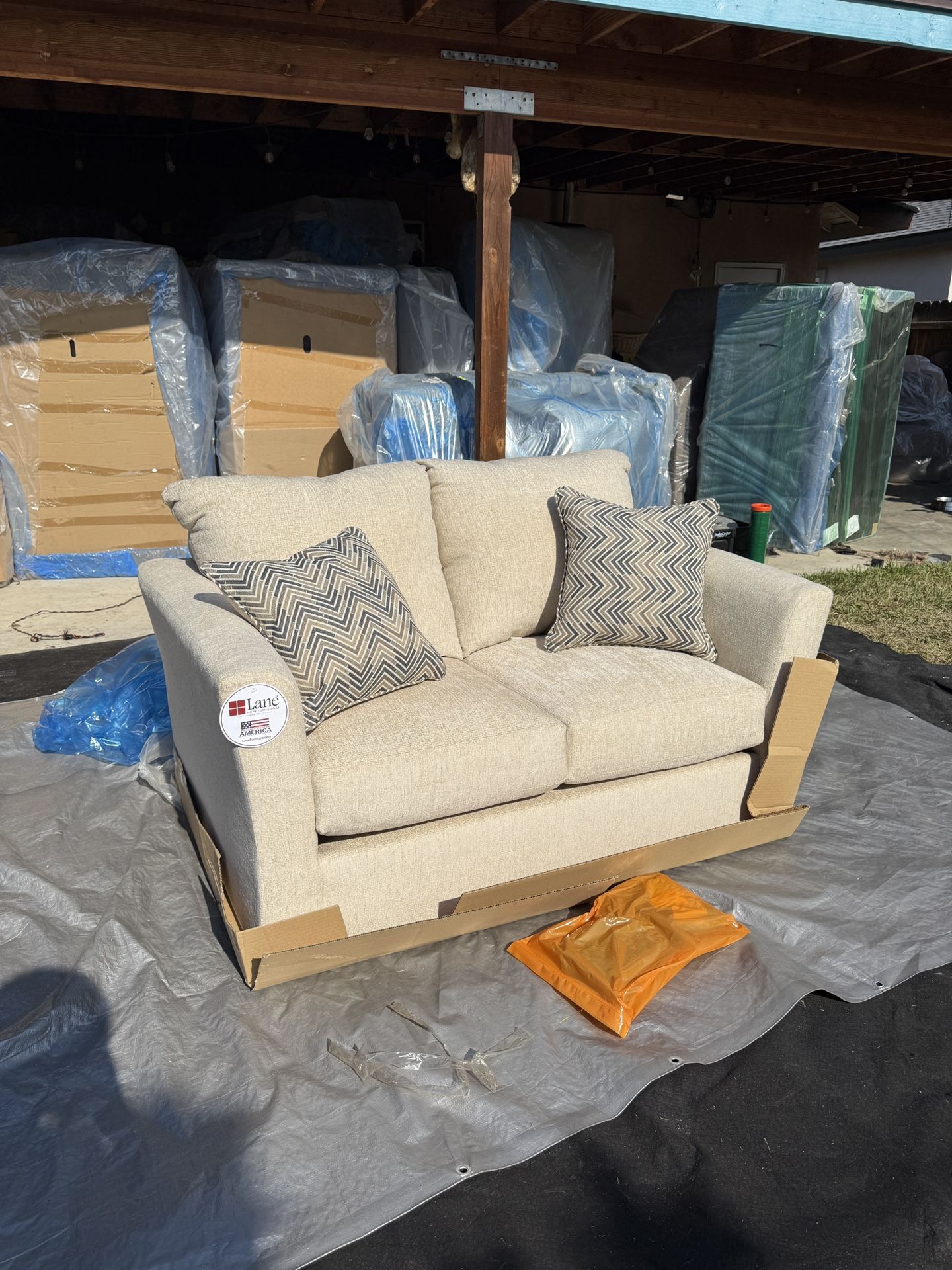 Lane Home Furnishings White Loveseat