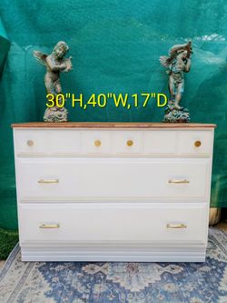 Vintage white 3 drawer wood dresser