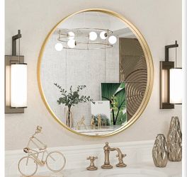 Gold Round Mirror