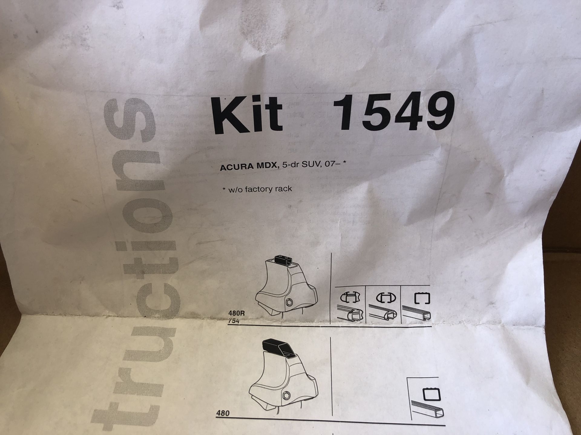 Thule roof rack fit kit 1549 Acura MDX