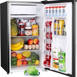 4.4 Cu.Ft Mini Fridge with Freezer, Single Door Mini Refrigerator for Bedroom, Extra Large Capacity, Energy-efficient, Small fridge for Office, Dorm, 