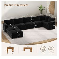 New Black Corduroy Modular Cloud Sectional Sofa – BIG DISCOUNT