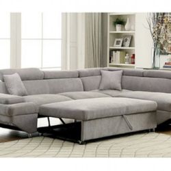 Gray Sectional Sofa With Pullout (Free Delivery)