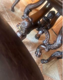Dark Wood Carved Dining Table