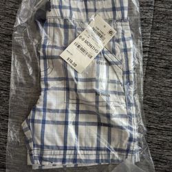 First Impressions Blue Plaid Shorts (6-9 Months) NWT