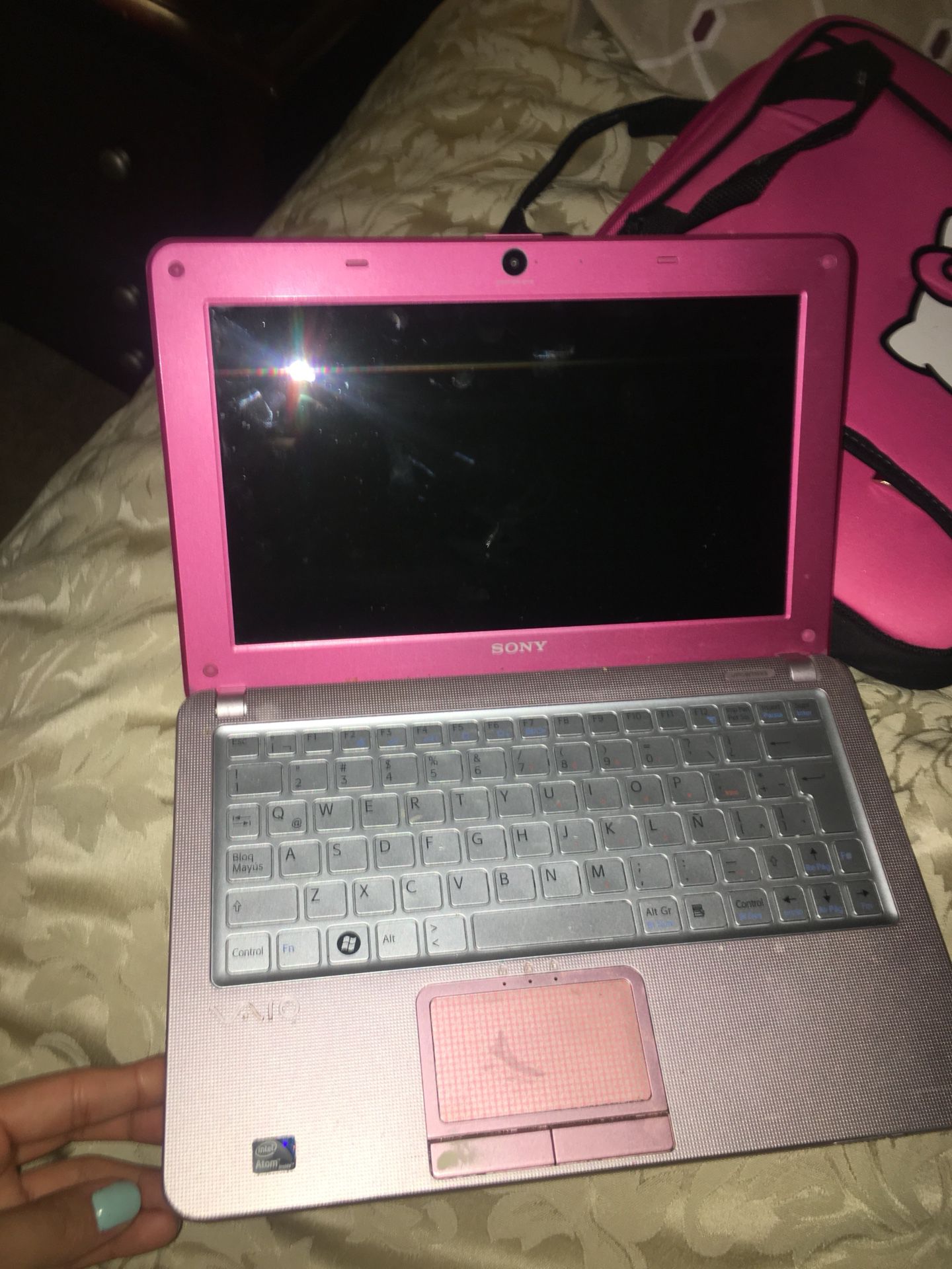 Pink mini VAIO laptop