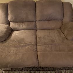 Suede Reclining Loveseat