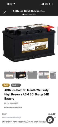 ACDelco Gold AGM BCI Group 94R Car Battery