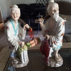Chinese Porcelain Figurines 14 In Tall