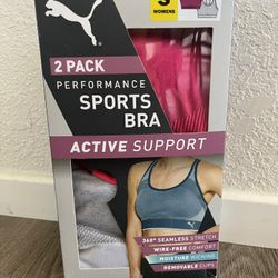 Puma 2 Pack Sports Bras Size S Pink/Grey