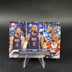Topps Now Olympic Team USA LeBron James, Steph Curry, Kevin Duran Gold Medals