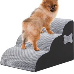 Dog Stairs for Small Dogs, 3 Steps Pet Steps for High Beds and Couch, Non-Slip Bottom Dog Steps,High Density Foam Pet Stairs Ramp for Small Dogs Cats