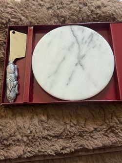 Arthur Court Marble Cheese Board Set with Knife