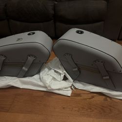 Two Gray Saddle Bags, Genuine Leather