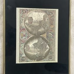 Vintage Framed World Map – Optical Illusion Style