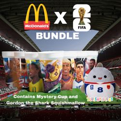(NEW) McDonald’s X FIFA World Cup (Mystery Cup and Squishmallow) Bundle (PERFECT Birthday Gift Idea for Sport Fans)