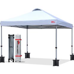 10x10, White Durable Pop-up Canopy Tent with Roller Bag MASTERCANOPY