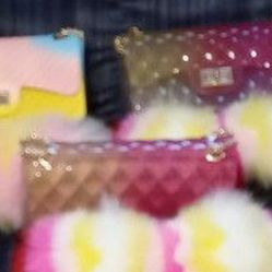 Furry Sandals. With Matching Purse. Sz 6 To 11