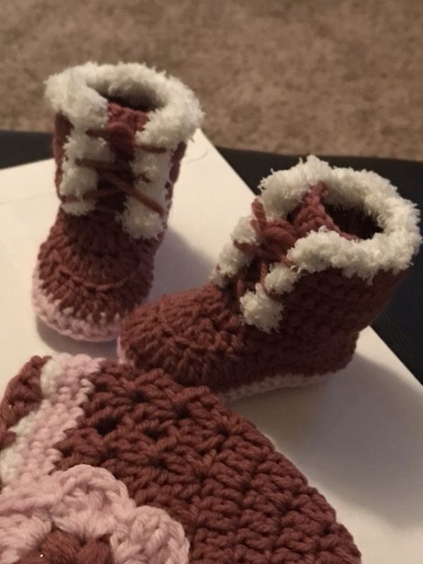 Baby hat boot set crochet