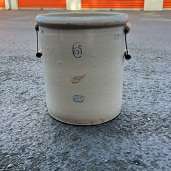 Antique Red Wing Union Stoneware 6 Gallon Crock with Handles 