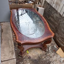 Mahogany Coffee Table With Glass Top
