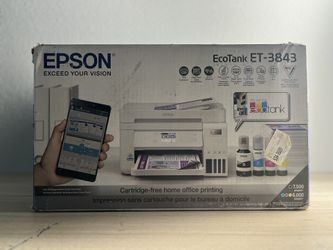 Epson EcoTank ET-3843 Wireless Color All-in-One Cartridge-Free Supertank Printer with Scanner, Copier, ADF and Ethernet-for The Ultimate Home Office,