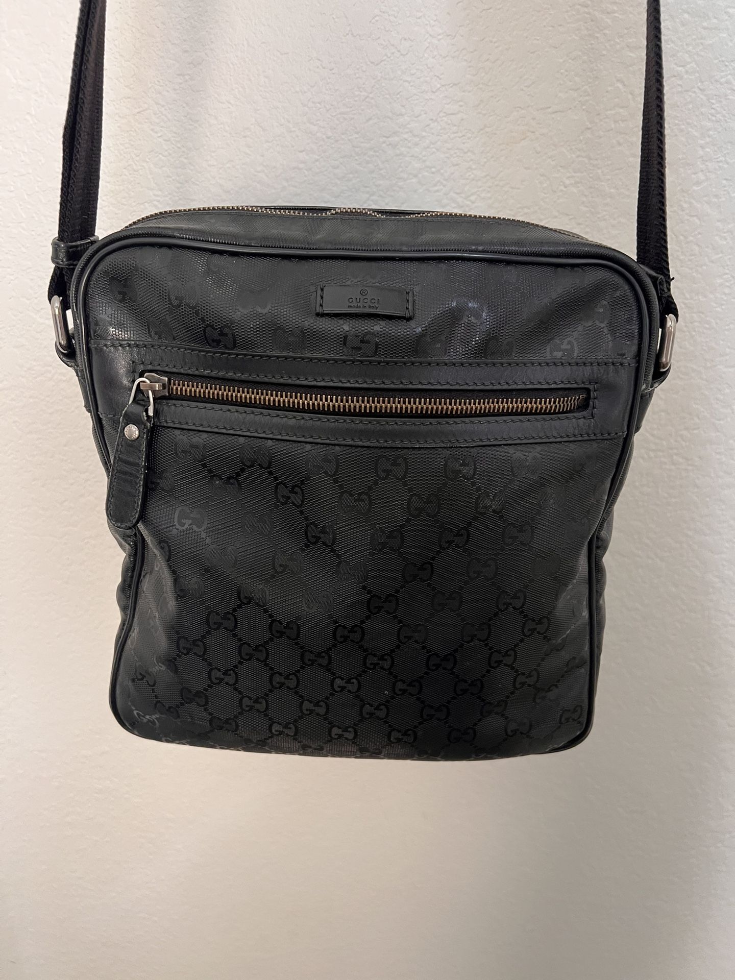 Gucci Black GG Imprime Canvas and Leather Messenger Bag