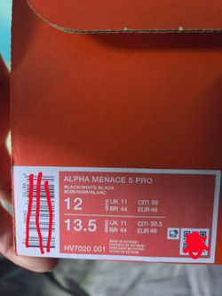 Nike Alpha Menace 5 Pro Football Cleats Size 12