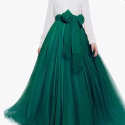 Skirt long maxi puffy tulle skirt floor length  In dark green