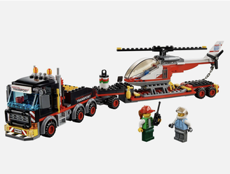 LEGO City Heavy Cargo Transport Truck & Helicopter Complete Set with 2 Minifigure